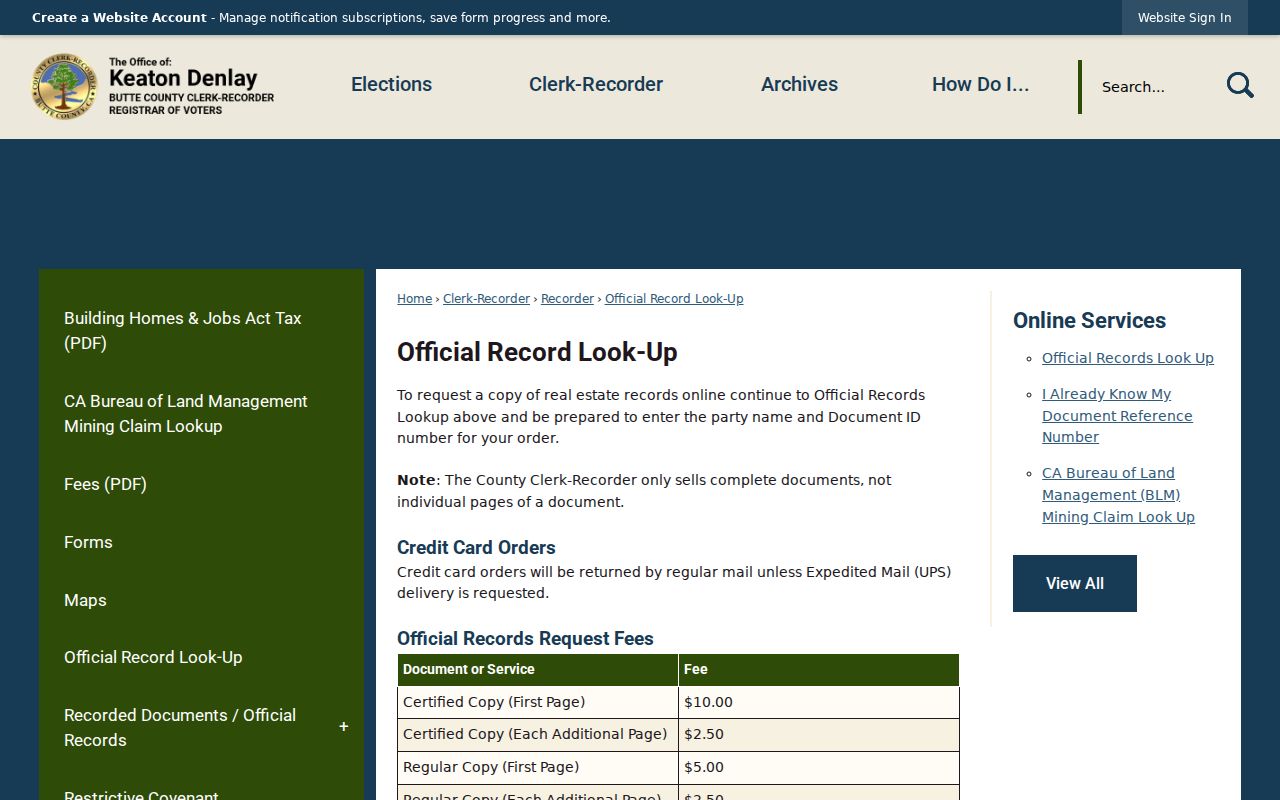 Butte County people search official records lookup instructions