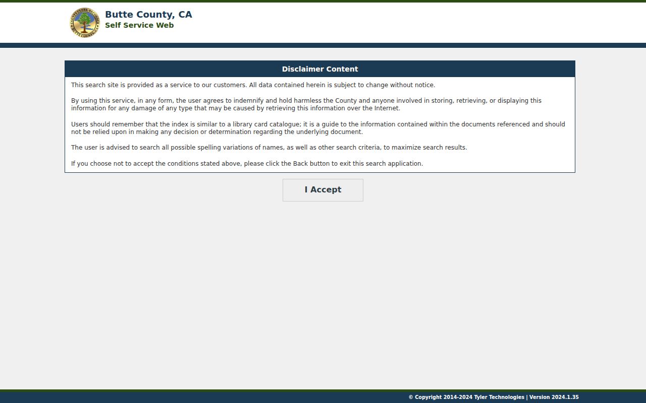 Butte County people search recorder Self-Service portal