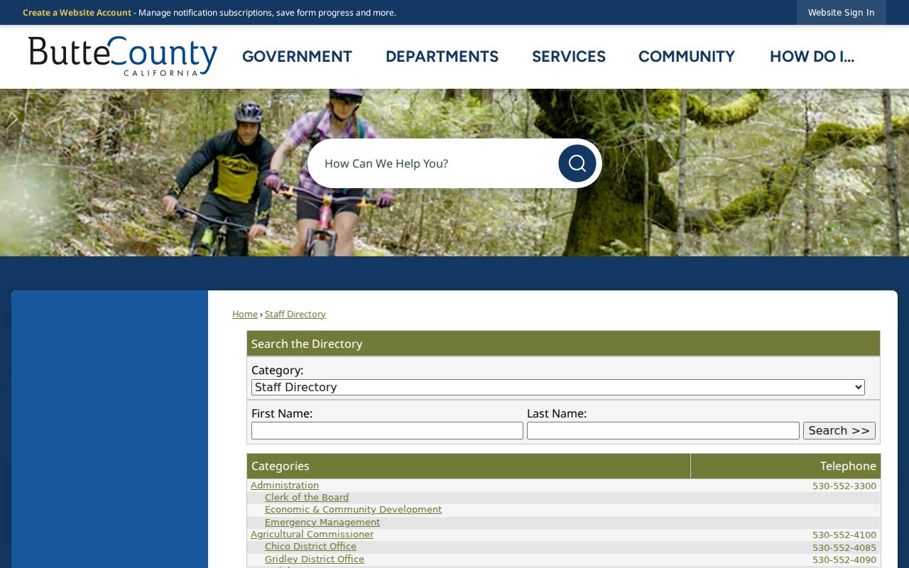 Butte County people search county staff directory