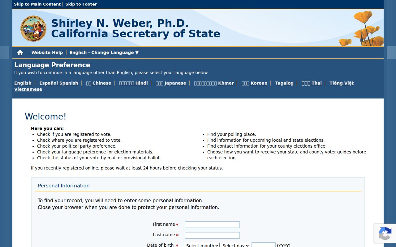 Butte County people search California voter status lookup