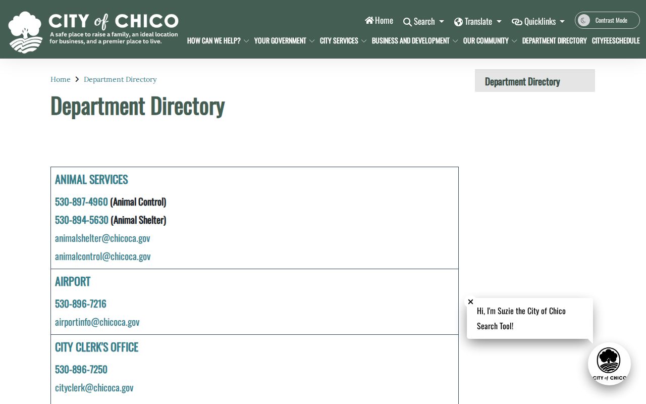Butte County people directories Chico department directory