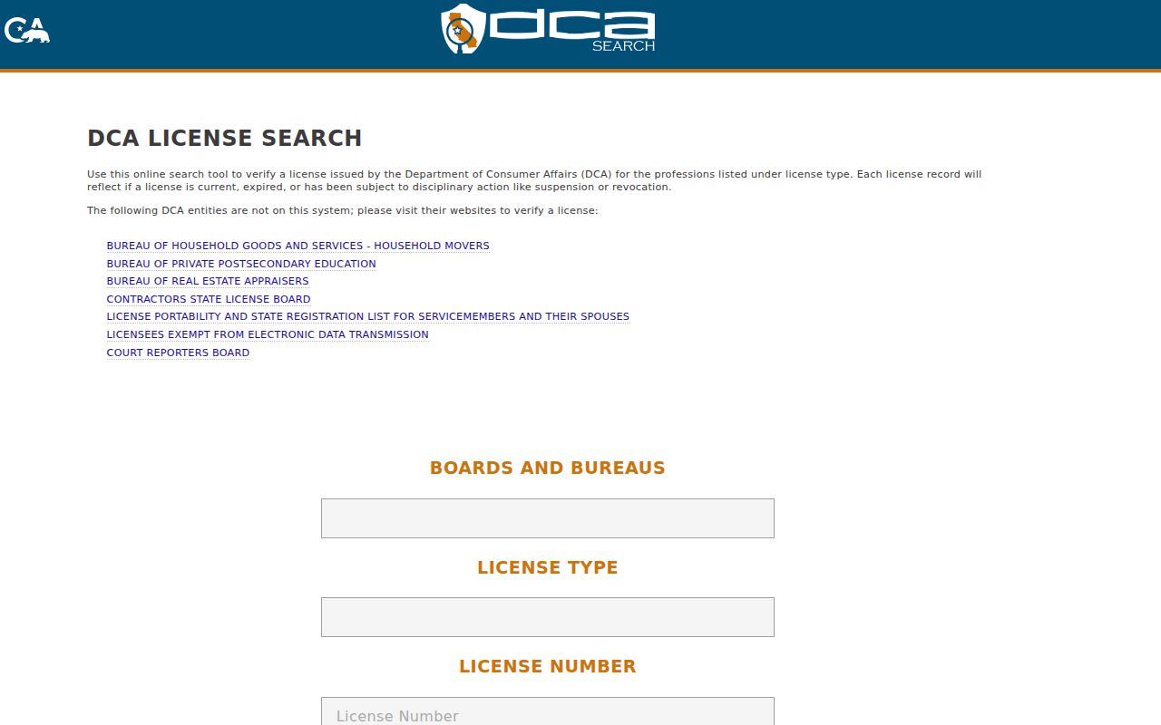 Butte County public records California DCA license search