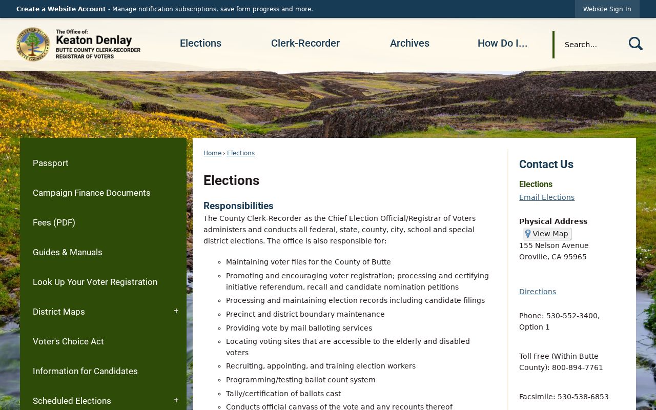Butte County voter registration records elections office page